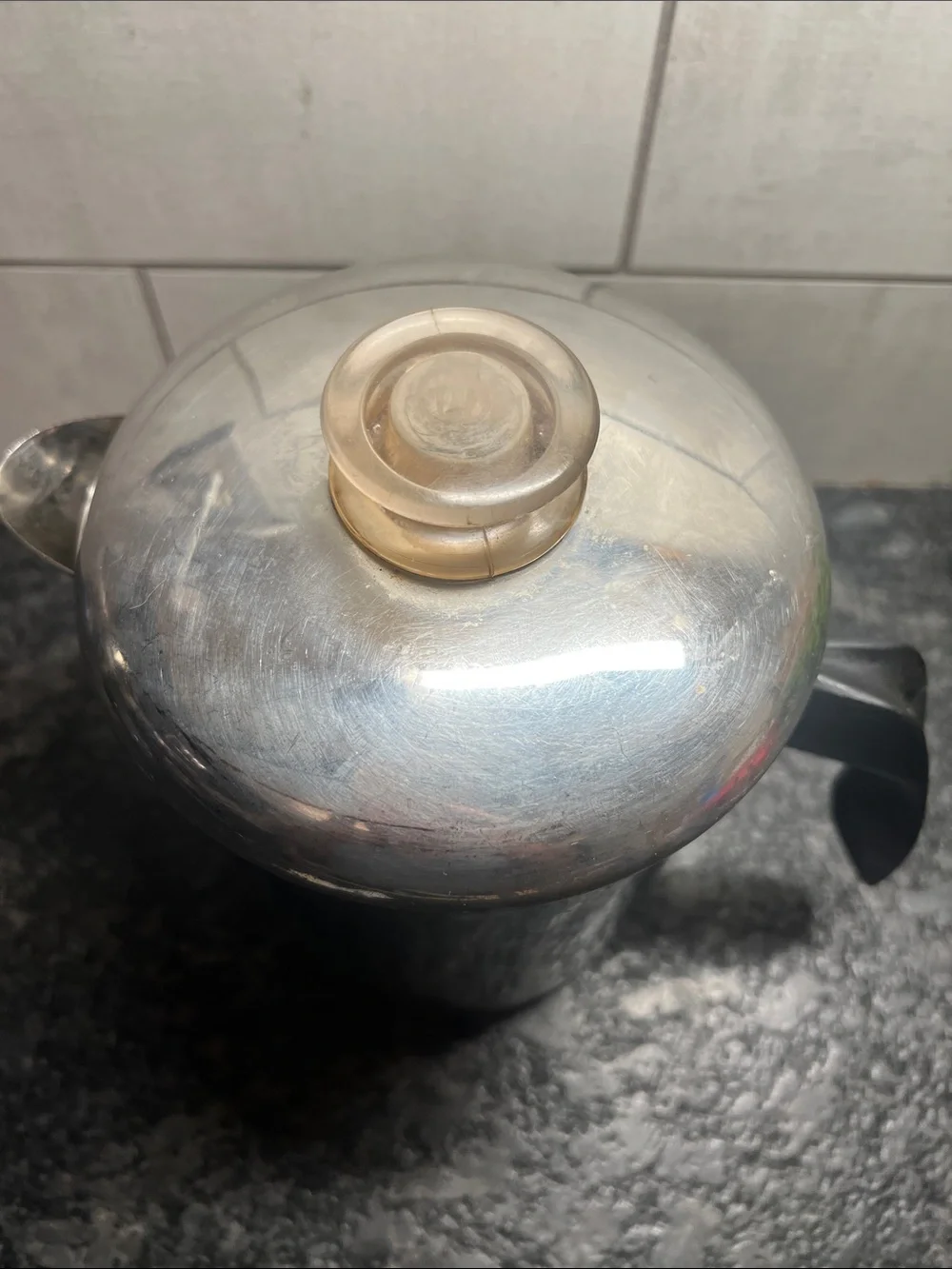 8 Cup Farberware Stovetop Coffee Percolator with Black Handle and Clear Lid